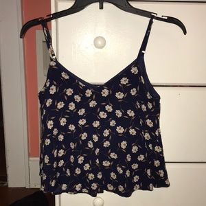 Navy floral crop top